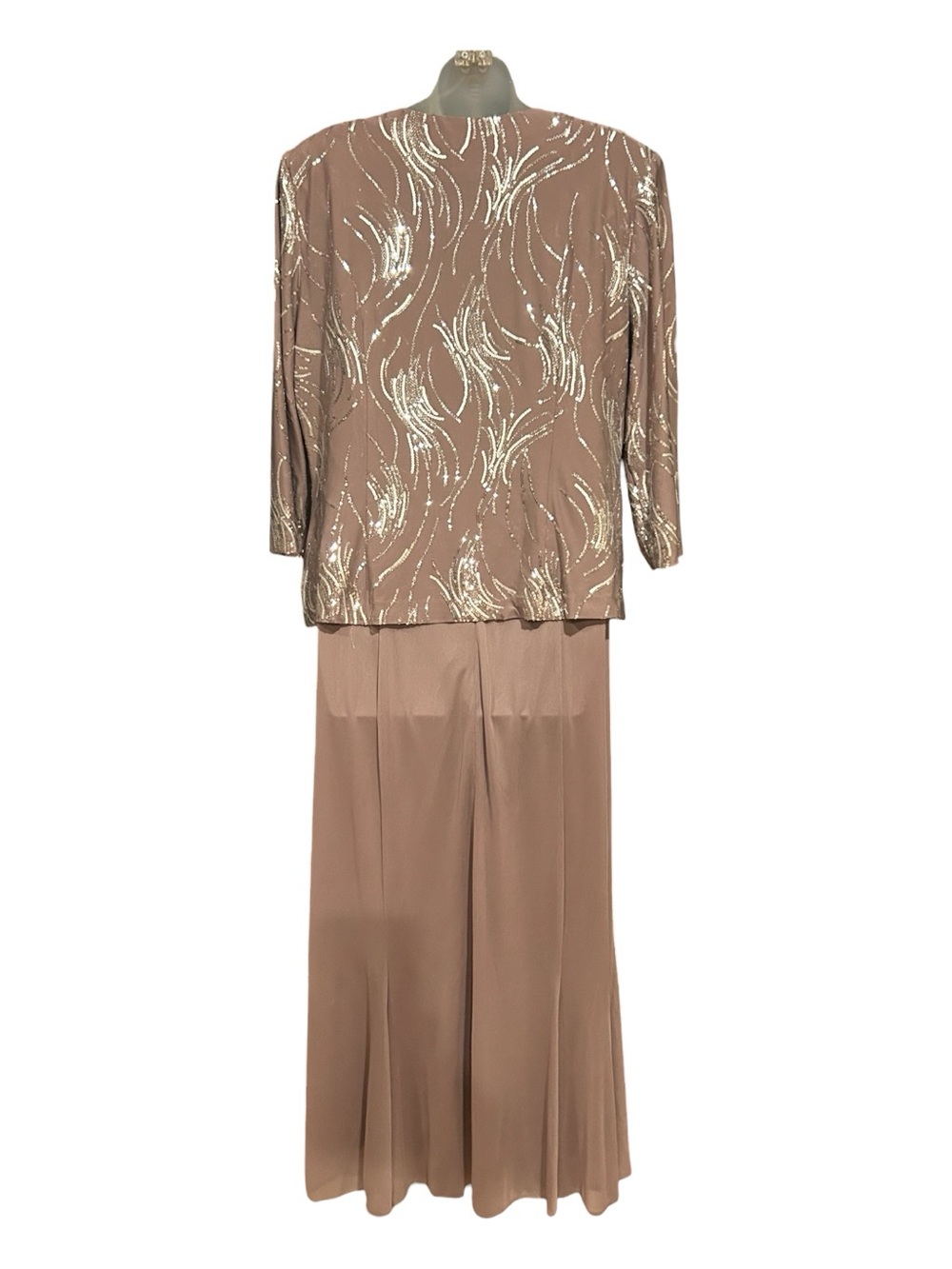 Alex Evenings Sequin Mock Two-Piece Dress with Jacket Size 14 Pewter and Silver - Picture 12 of 16